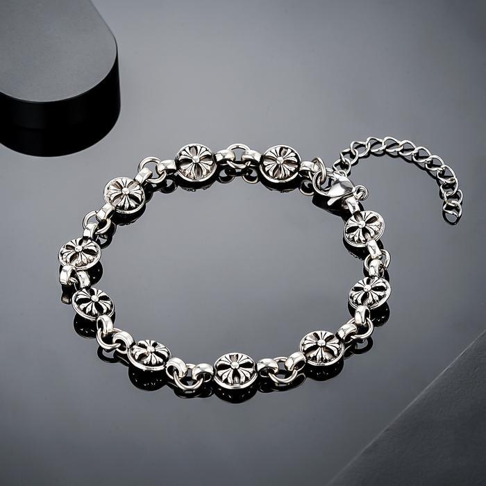 ser AURAVIBE-Gelang Hati Krom Pria Salib Berlian Platinum Perhiasan Wanita Vintage Perak Thailand