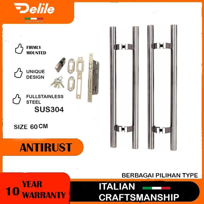 Pegangan Pintu 2 Rumah/ Full Handle Sus 304/ Gagang Pintu Stainless Steel/ Tarikan Pintu Kayu 2
