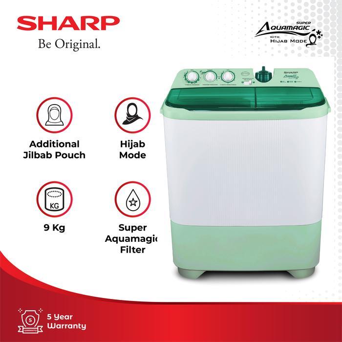 Sharp Mesin Cuci ES-T1070SJ-GR 9kg Hijab Series