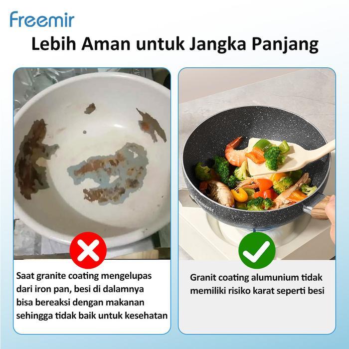 [Promo] Freemir Wajan Anti Mengelupas Cekung 20 Cm Granit Wajan Anti Lengket Asli Wajan Panci