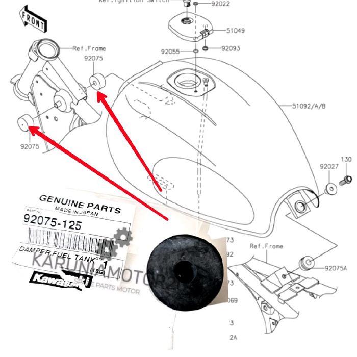 Karet Damper Tangki Depan W175 W 175 Original Kawasaki Japan 92075-125