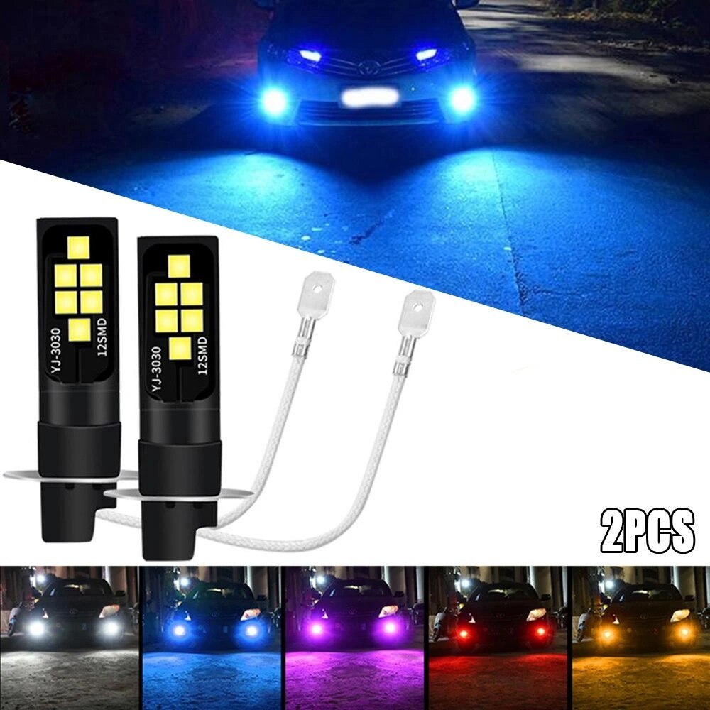 2 Buah H3 H1 3030 Chip Bohlam Led Super Lampu Otomatis Bohlam LED Mobil Sumber Cahaya Mobil Lampu Ka