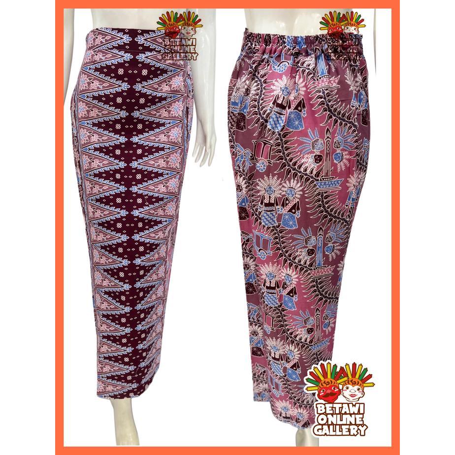 Rok Batik Betawi Panjang / Rok Span Tumpal Motif Batik Betawi / Rok Batik Span Kancing Karet