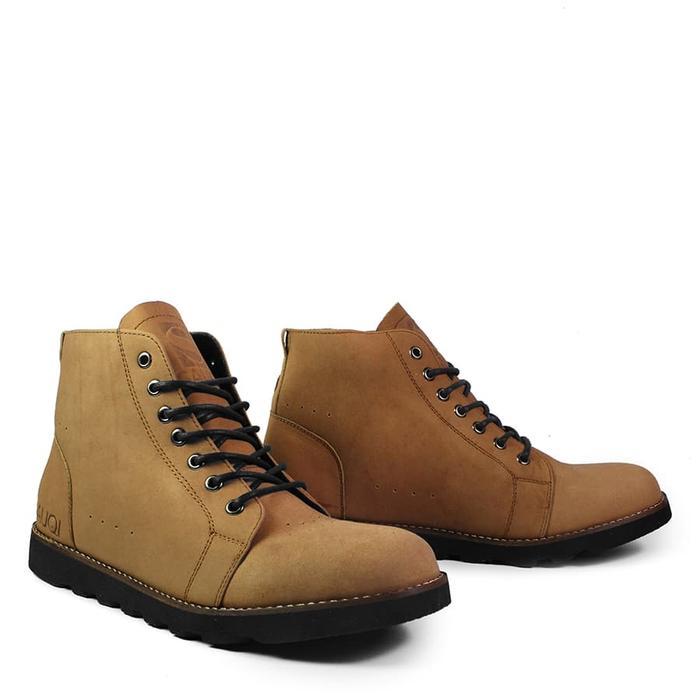 SEPATU BOOTS KULIT ASLI SAUQI BARBADOS TAN BOOTS KASUAL PRIA BIKERS