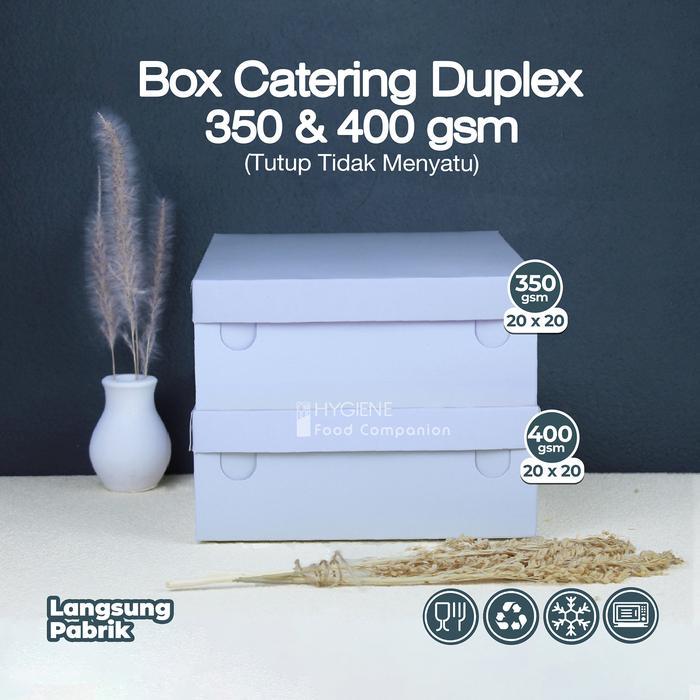 CATERING BOX DUPLEX 20 X 20 / KOTAK MAKAN KERTAS PUTIH UK.20