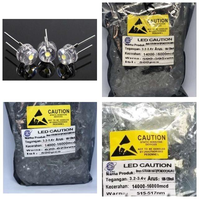 PROMO LED 8 mm Pendek Topi Strawhat Clear Bening 8mm Super WARNA