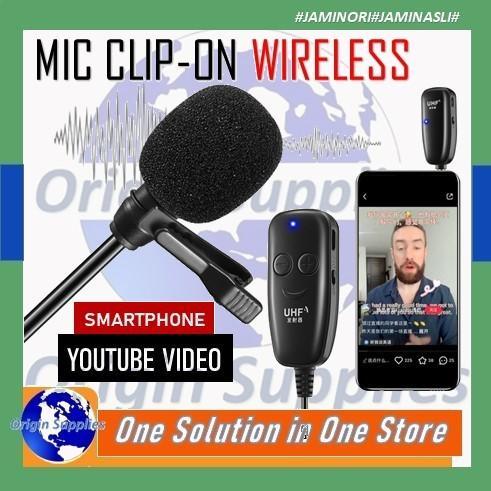 Microphone Mic Clip On Wireless Uhf Prank Vlog Untuk Hp Live Zoom