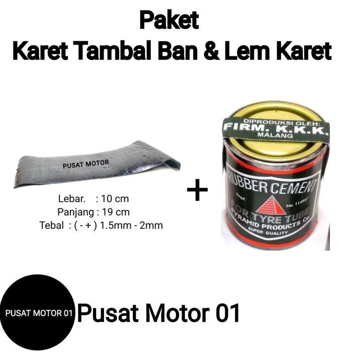 Paket Karet Tambal Ban Bakar Dan Lem Karet Tambal Cacing Paket Bundling Tambal Ban 10X19 Rubber