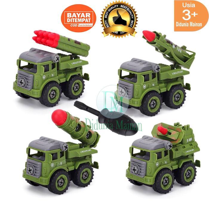 mainan edukasi anak mobil militer engineering truck diy army military