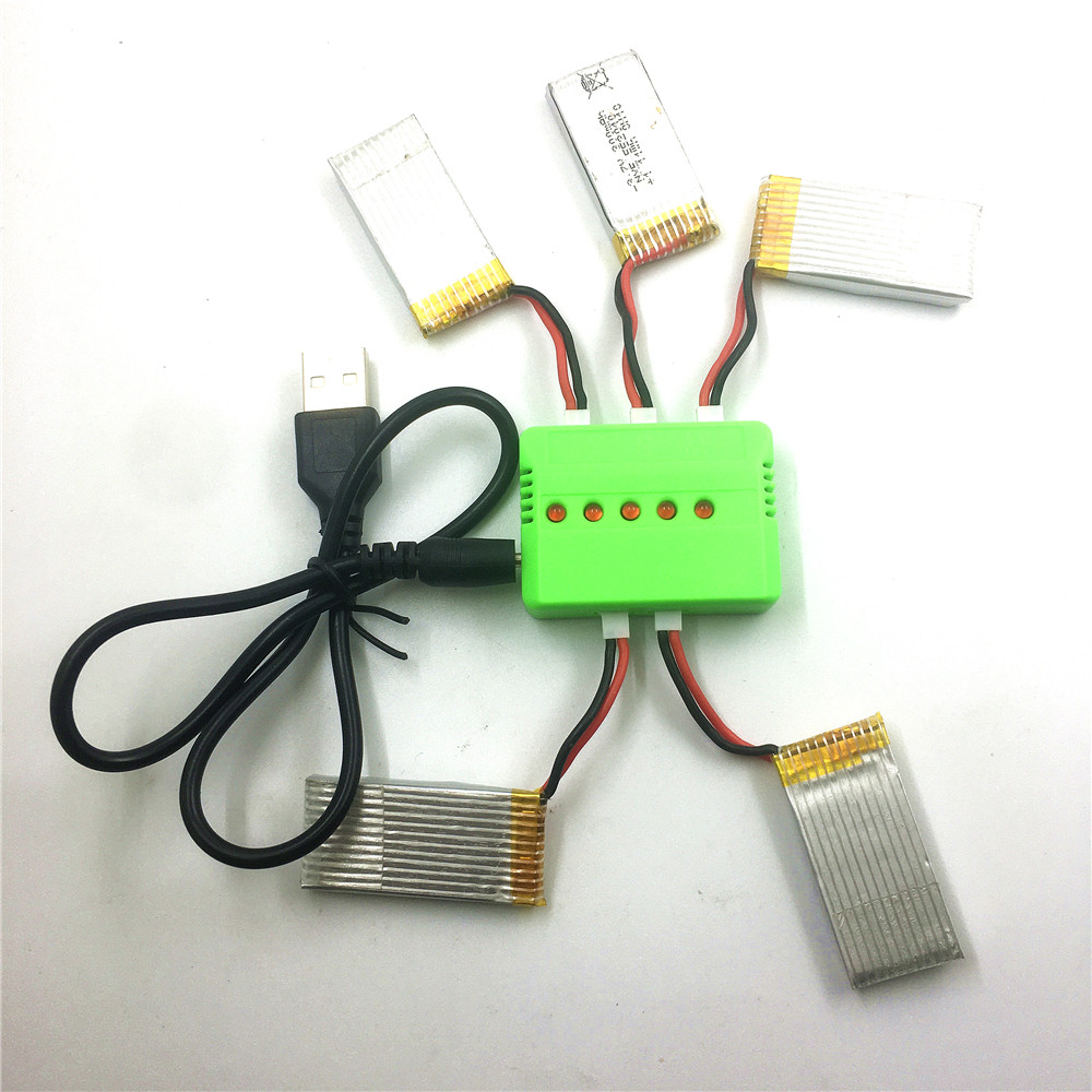 PROMO HARI INI 5PCS 3.7v 300mAh Lipo Battery And  5 IN 1 USB Charger For Wltoys  WL Tech V911s RC  H