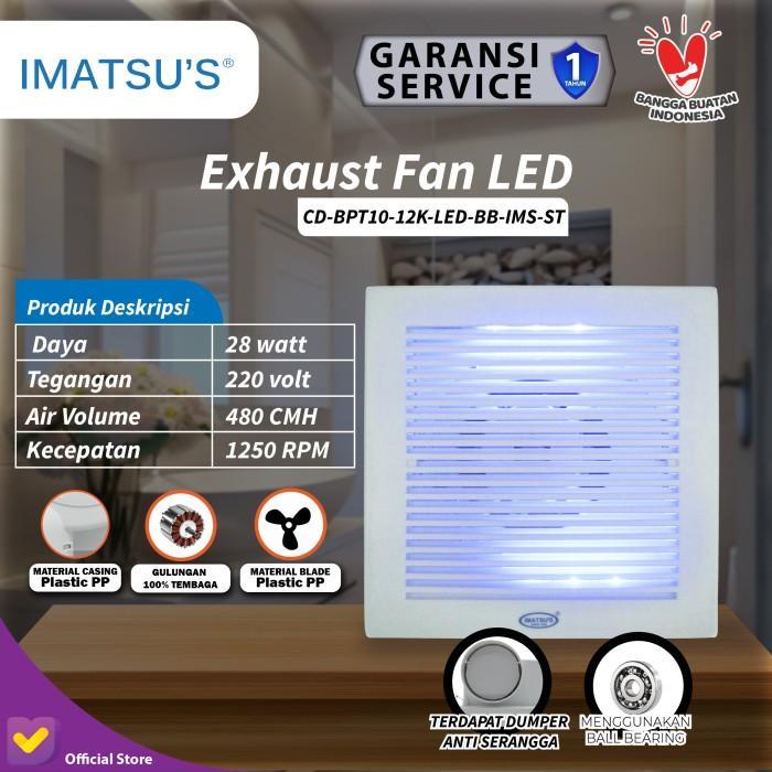 Imatsu Exhaust Fan Led Lightning 8 Kipas Angin Hexos Plafon Penghisap Udara