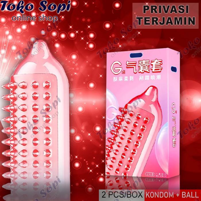 Dexie_Store Kondom Bergrigi Spike Tekstur Bentol G Udara Big Pink Condom Ball Paling Tipis Bola