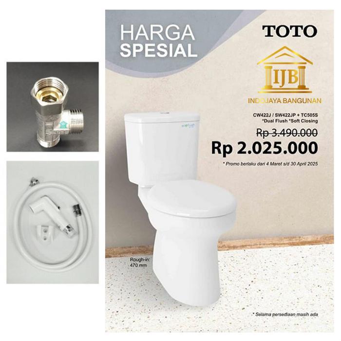 Closet Kloset Toilet Duduk TOTO CW 422 J / CW422J - Paket Kloset