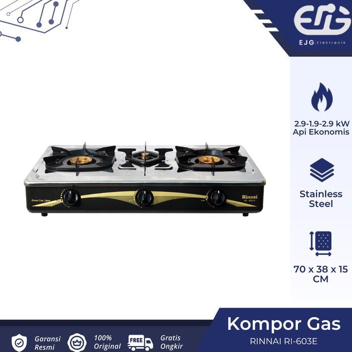Rinnai Kompor Gas 3 tungku RI 603E - 603 E - RI603E SNI Original