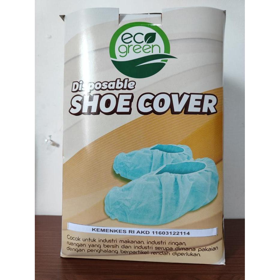 ECOGREEN SHOES COVER DISPOSABLE MEDIS HIJAU & PUTIH TEBAL TERDAFTAR KEMENKES RI AKD BAHAN NONWOVEN