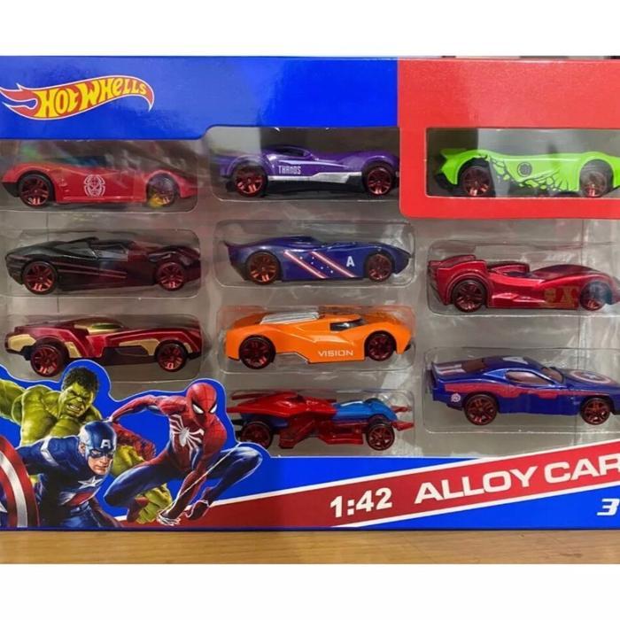 MAINAN DIECAST MOBIL HOT WHEELS KARAKTER AVENGERS ISI 10 PCS 08255