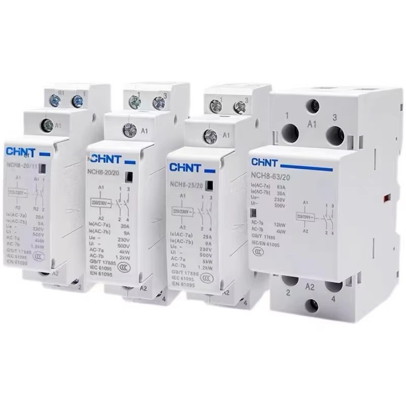 Chint Nch8 20A 25A 40A 63A 1No 1Nc 2No 2Nc 4No Din Rail Household Ac Contactor 220V 230V 400V 63/22