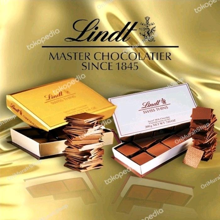 YUMMY Coklat Lindt Swiss Thins Milk Dark Chocolate Box Thin Cokelat Hitam Susu Import Eropa Premium
