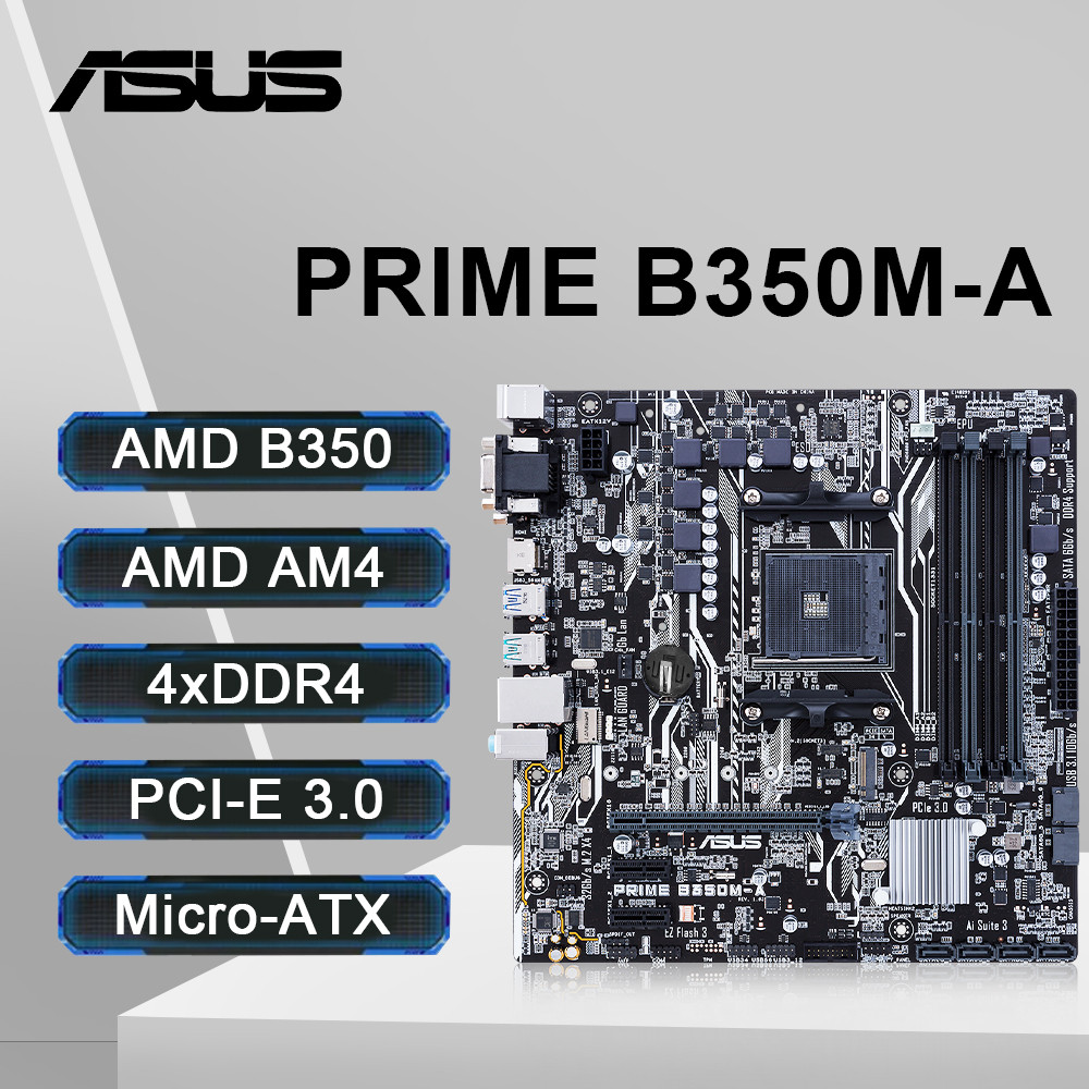 Asus Prime B350M-A Motherboard Amd B350 Am4 Socket Support Ryzen 5 5600 5600G Ryzen 7 5700X3D Cpu