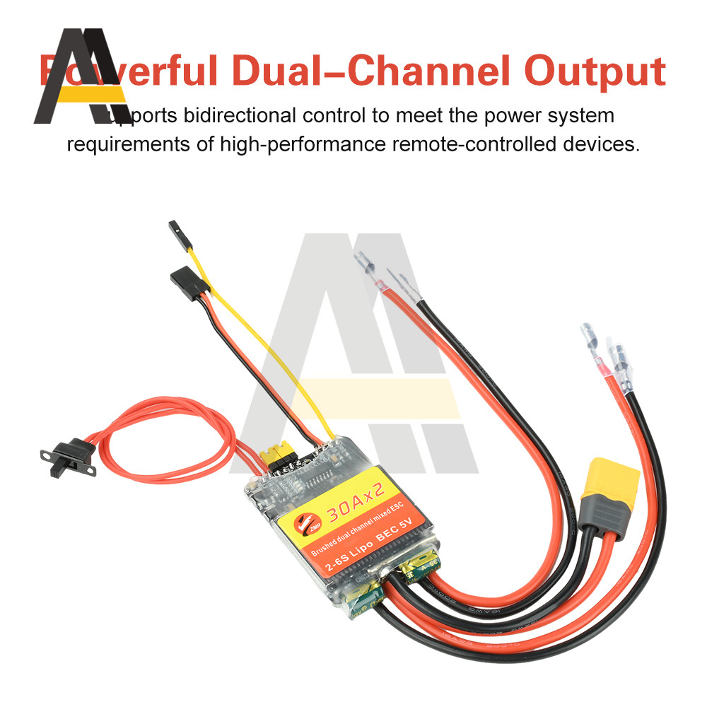 DUAL-CHANNEL BRUSHED MOTOR ESC 30A 50A BIDIRECTIONAL CONTROL PWM INPUT FOR RC CARS BOATS TRACKED