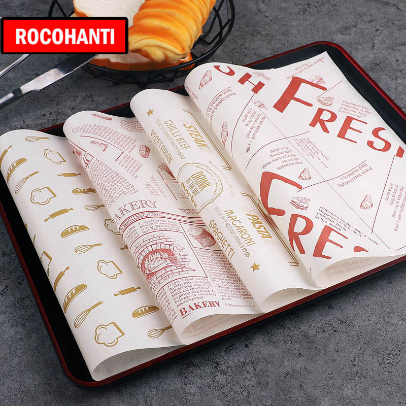100pcs Custom Logo Printed Eco Disposable Food Wrap Wax Paper Butter Bread Sandwich Wrapping Paper