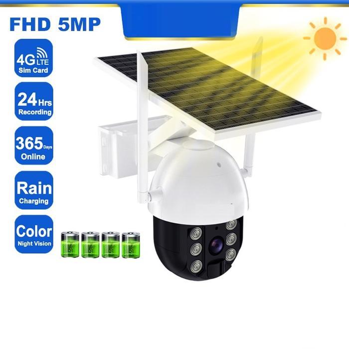 Solar Camera 4G Cctv Solar Powered Hd 5Mp Kamera Cctv Merekam 365 Hari