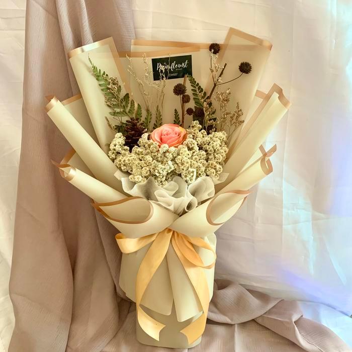 Paperflowist Medium - Buket Bunga Edelweis Dried / Bucket Edelweis Sidang Wisuda Lamaran Tunangan