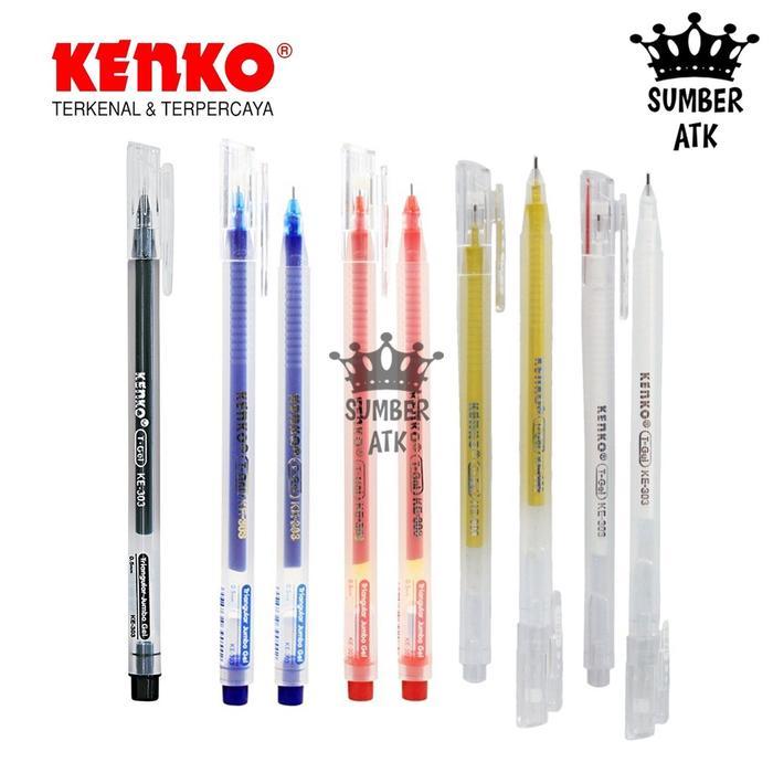 Gel Pen KE-303 T-Gel Triangular 12 PCS ( 1 LUSIN ) KENKO / Pulpen / Pena 0.5 MM BLACK BIRU RED WHITE