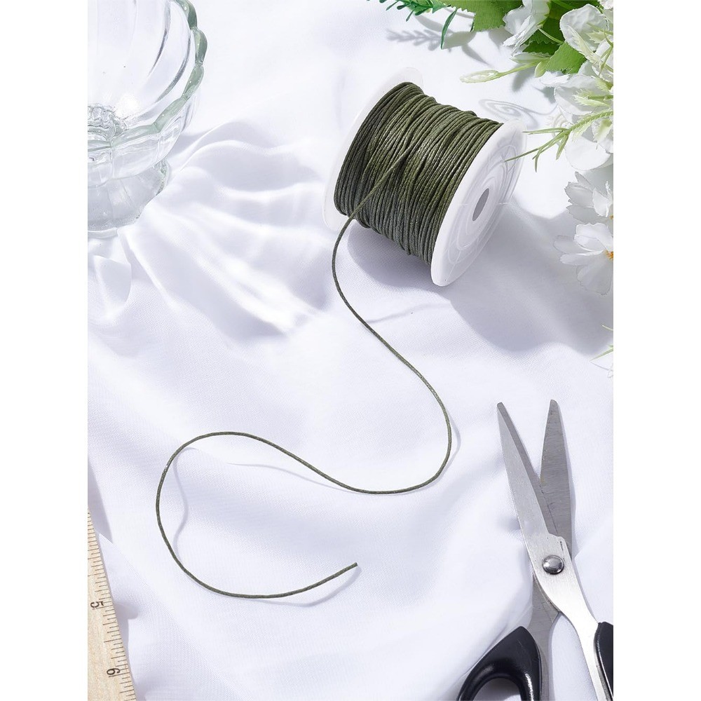 47~50 Yards Waxed Cotton Thread Cords Dark Olive Green Waxed Cord Bracelet Rope Macrame Artisan