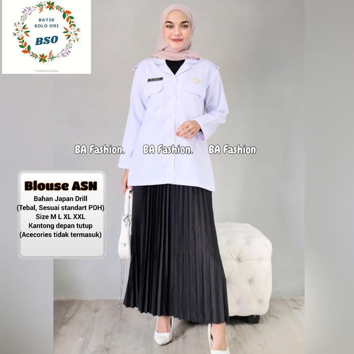 ORIGINAL Baju Dinas Putih Wanita Baju Putih PNS/ASN, Guru, Kemeja kerja wanita, Baju Pdh Putih