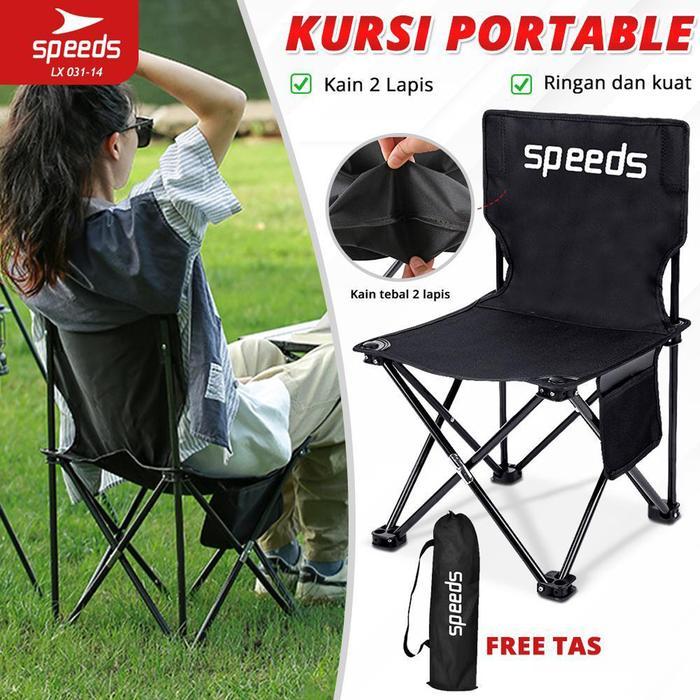 [Hitam] Speeds Kursi Lipat Portable Kursi Lipat Outdoor Camping Serbaguna 031-14 Pasti Diskon