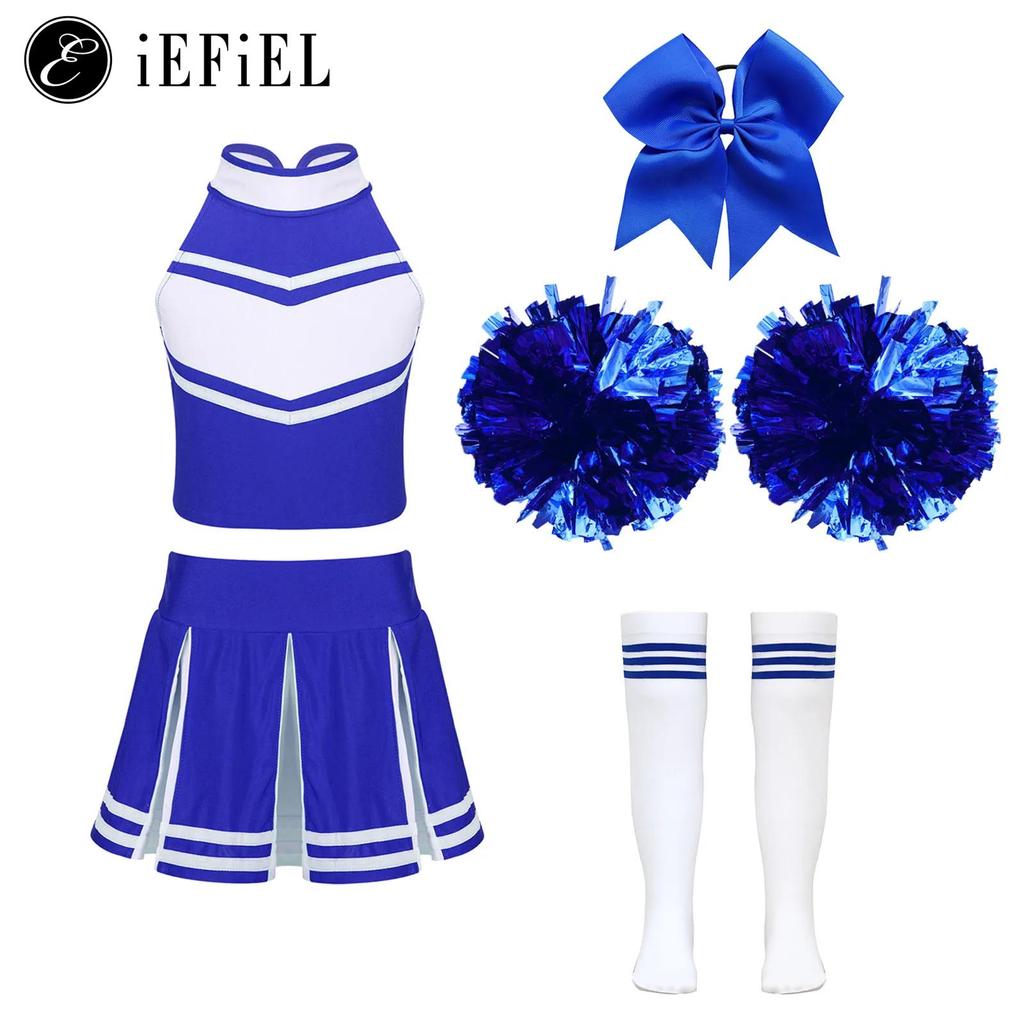 Girls Cheerleader Costumes Outfit Cheer Uniform Halloween Party Dance Cheerleading Sports Stage