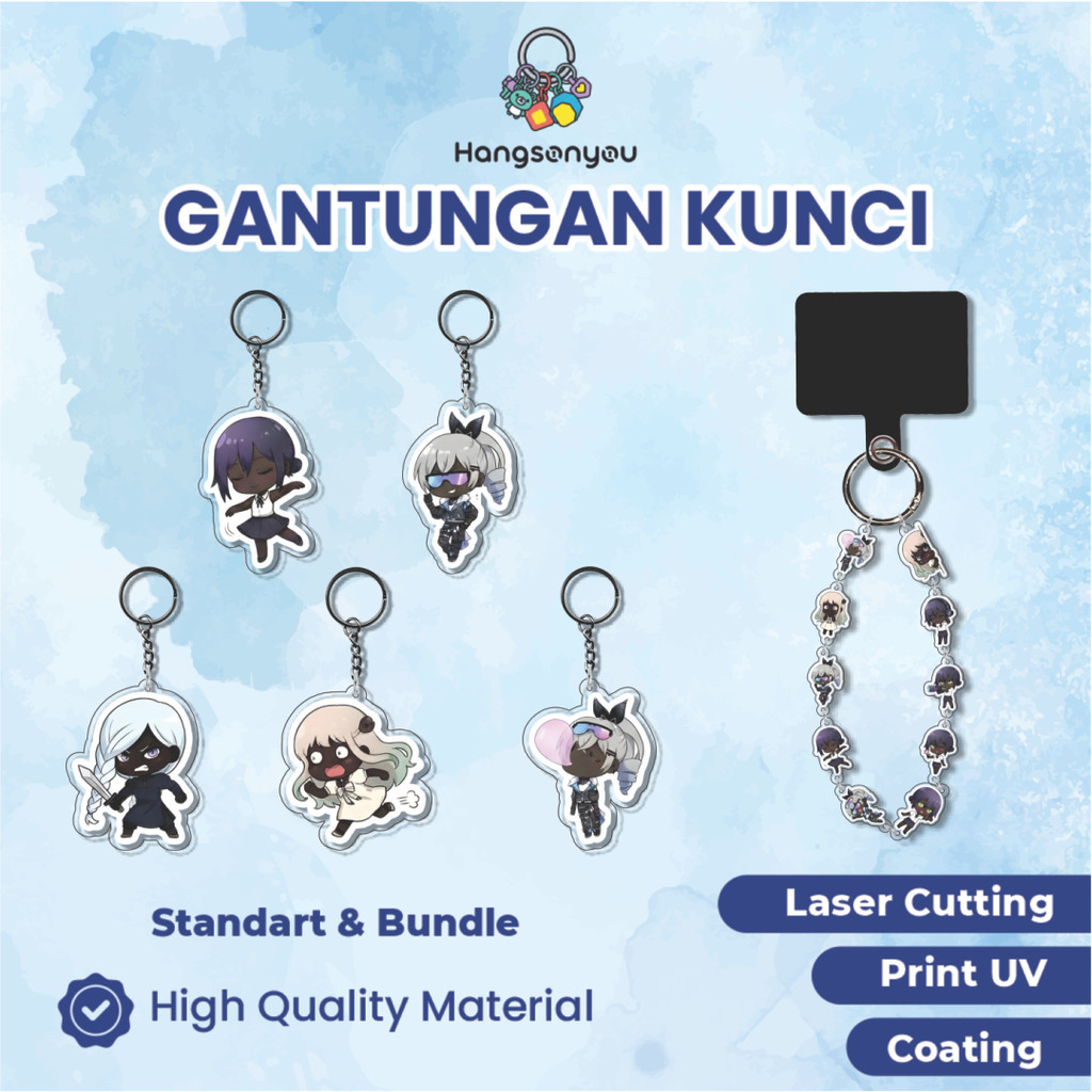 Ganci / Gantungan Kunci Akrilik ANIME PENGHITAMAN WAIFU