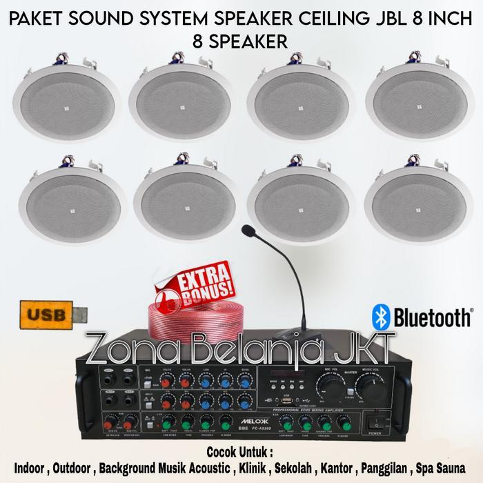 Paket Sound Indoor Cafe Panggilan Speaker Ceiling JBL 8 Inch 8 Speaker