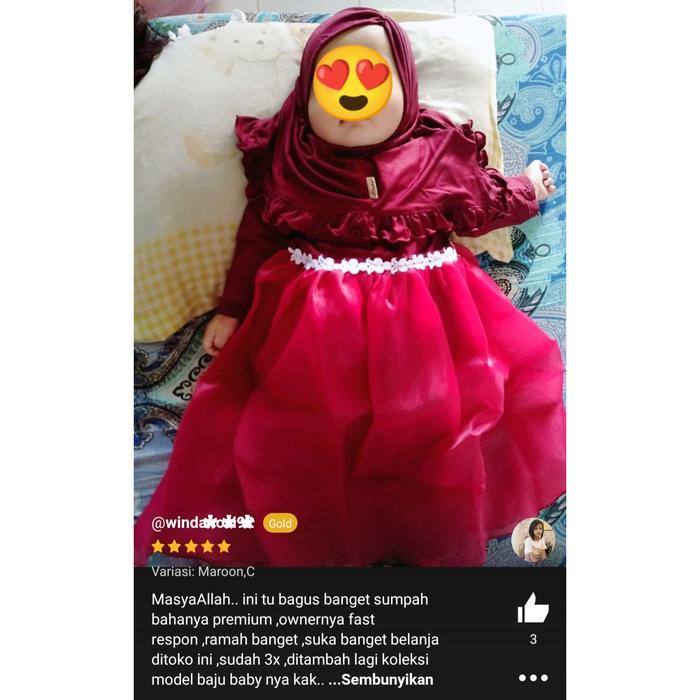 GAMIS BIANCA SIZE EFG - BAJU ANAK GAMIS BAYI DRESS BALITA BAJU LEBARAN ANAK BROKAT TILE MUTIARA GAUN