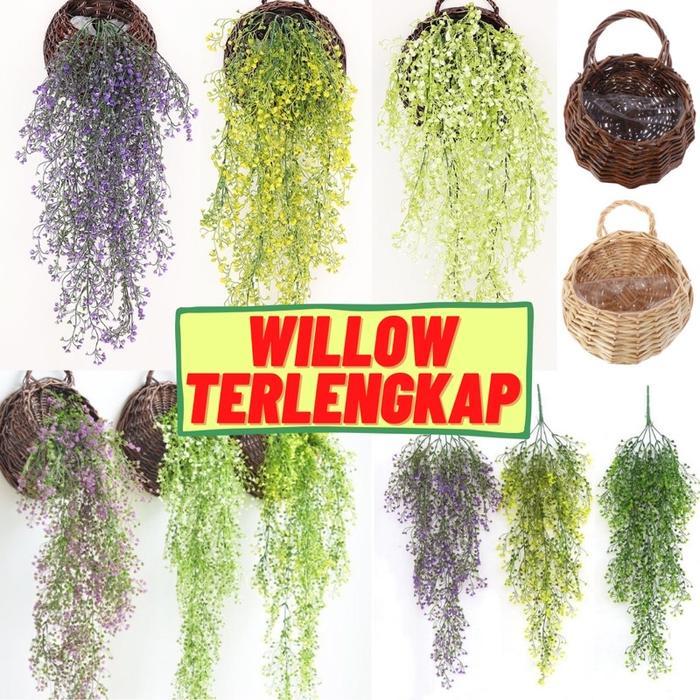 BUNGA PLASTIK ANGGREK GANTUNG ARTIFICIAL Daun Hiasan Dinding Artificial Fake Leaf Hias Taman Dekoras
