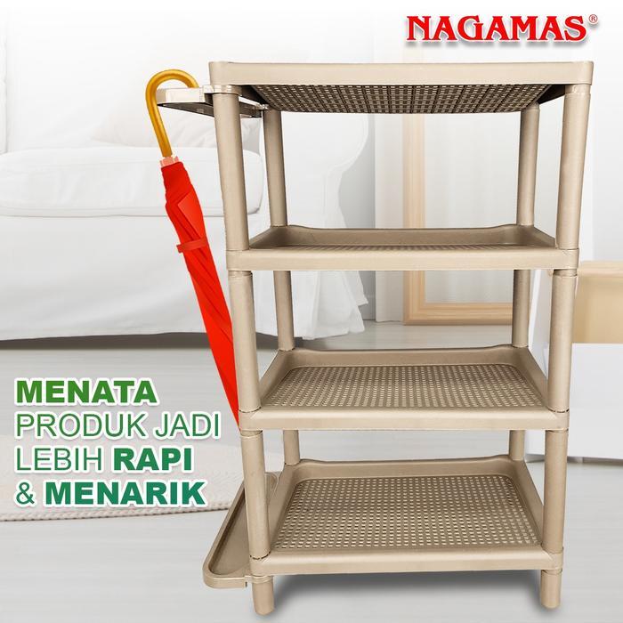 NAGAMAS Rak Sepatu premium Sakura Kecil Susun 4 / Rak Sepatu 4 Susun / Rak Susun Serbaguna Plastik