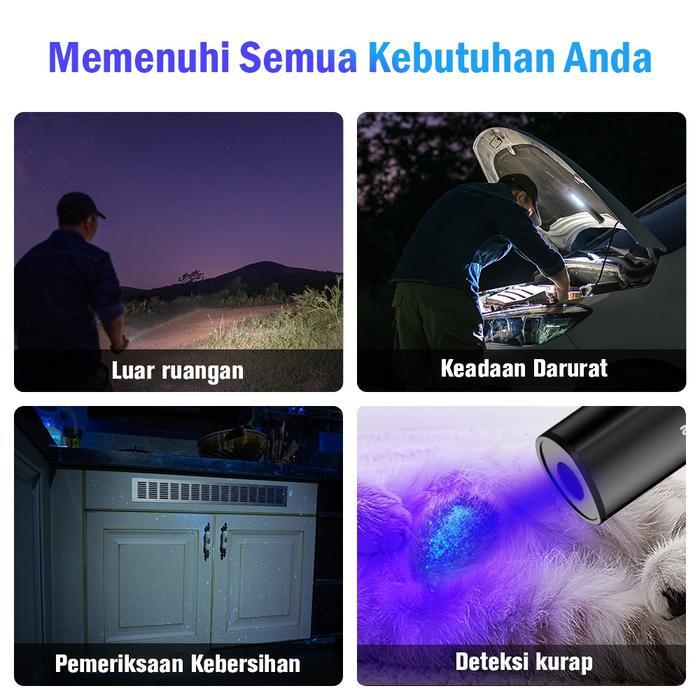 Senter Laser SUPERFIRE J01 4 IN 1 UV LED COB Pointer Merah USB Rechargeable Jangkauan Jauh Daya