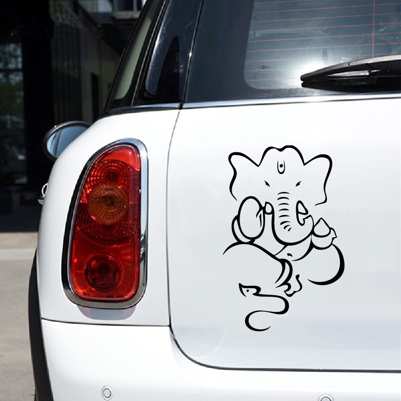 Namaste Ganesha Vinyl Sticker Car Window Decor, Elephant Buddha Lotus Laoptop Art Decal for 4ppl3 M4