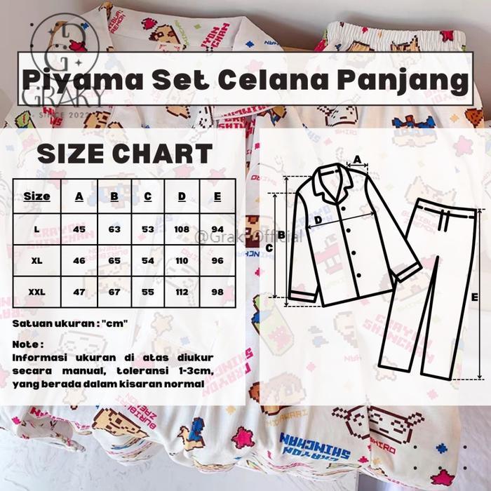 Graky Piyama Tidur - Set Baju Dan Celana Jumbo Size / Piyama Sinchan / Piyama Kuromi / Piyama