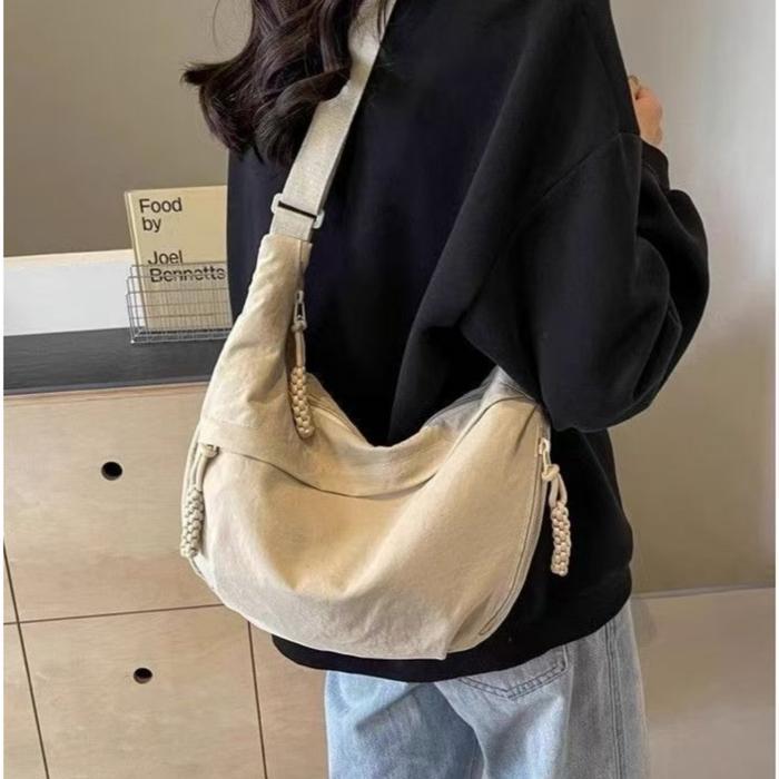 Aerostreet.Shoes - Ts265 Tas Selempang Wanita Nylon Waterproff Premium Korea Style Round Bahu Nilon