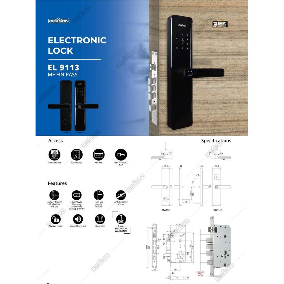 Electronic Lock Dekkson El 9112 Mf Fin Pass Dekkson Digital Lock