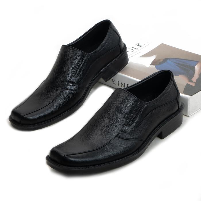 Aerostreet - Sepatu Pantofel Pria Kulit Asli Hitam Kantor Formal 7605