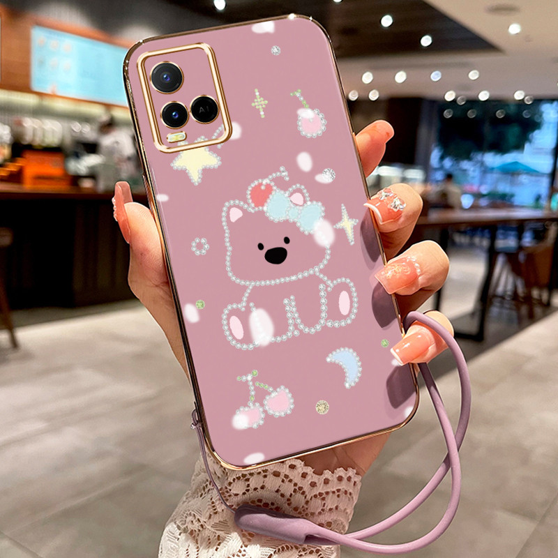 Casing Hp Untuk VIVO Y21 Y21s Y21T Y21E Y21A Y33T Y33s Y21G Case Berkilau Anjing kecil pelapisan Kek