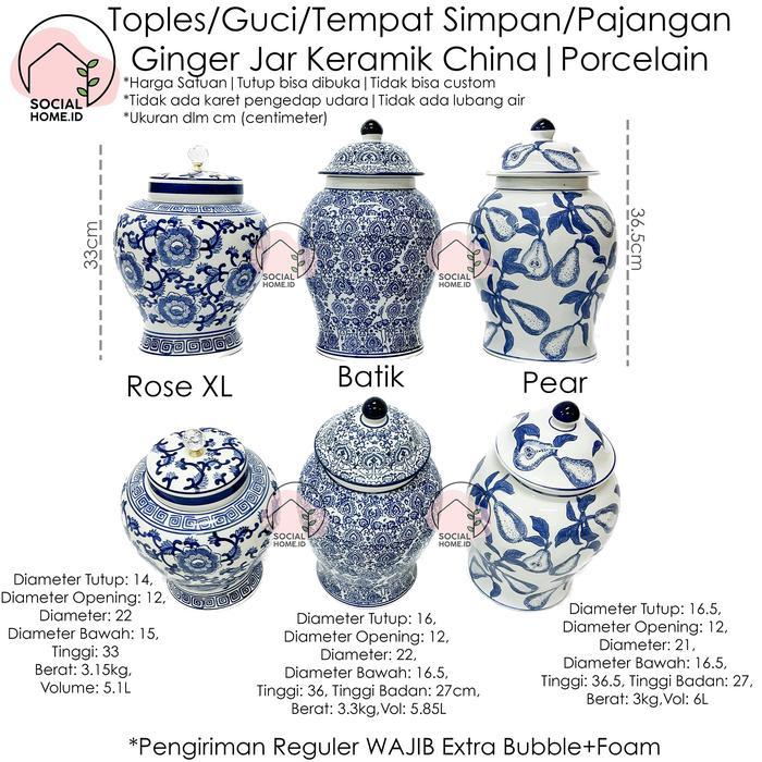 PROMO Toples Guci Tochin Keramik China Porcelain Porselain Biru Uk. Besar