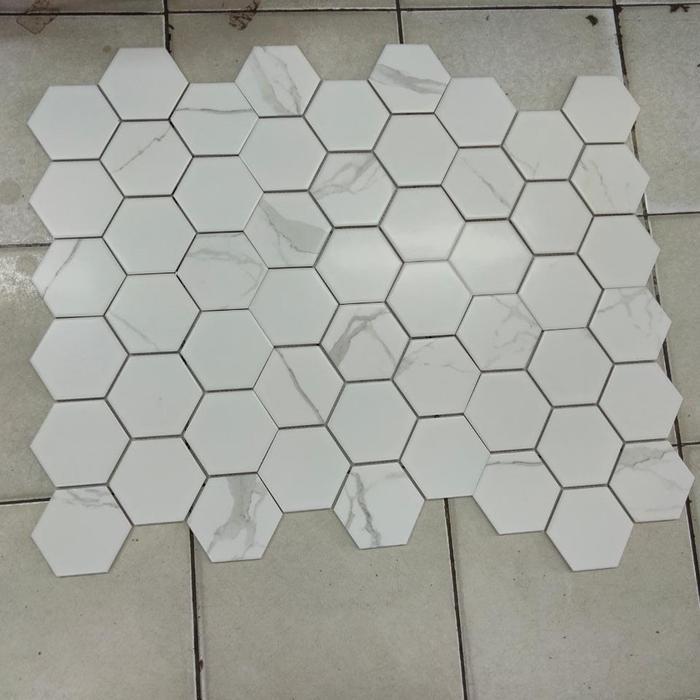 Keramik Mozaik Hexagon Eleganza 10 cm calacatta PMFQ 8223