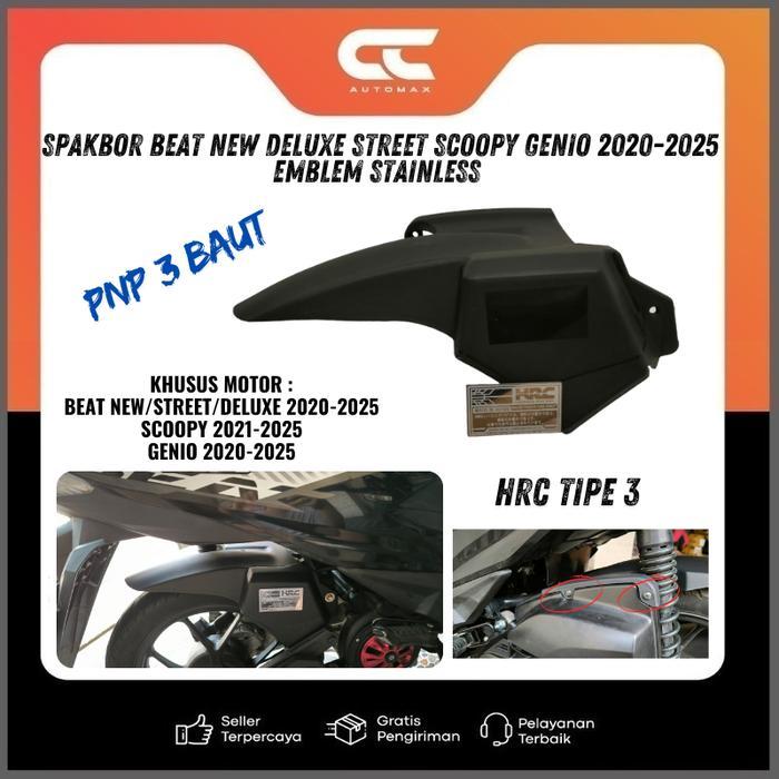 "New" Spakbor Kolong BEAT NEW DELUXE STREET SCOOPY GENIO 2020-2025 PNP 3 BAUT + EMBLEM STAINLESS