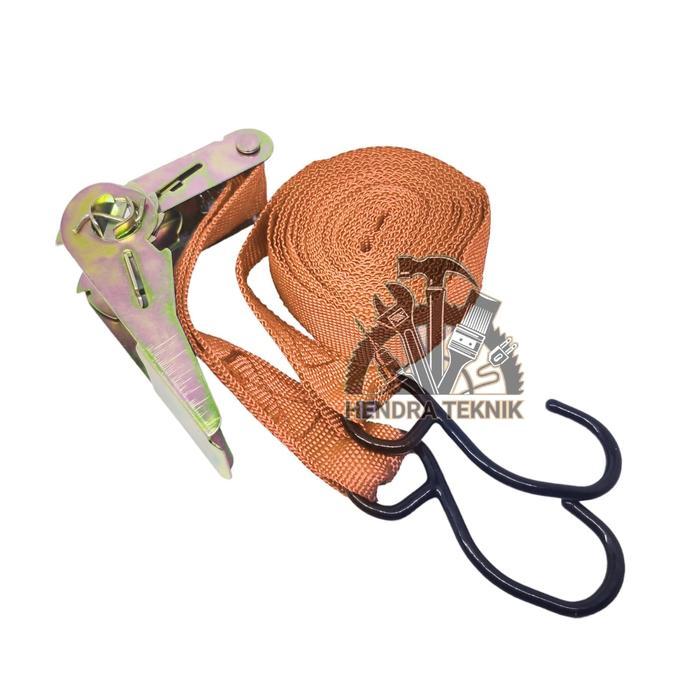 "New" RACHET TIE DOWN 1" 5M KECIL TALI KREK CARGO LASHING 1 INCI x 5M SABUK PENGIKAT BARANG MURAH