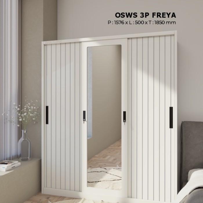 Lemari besi 3 pintu sliding jumbo Olympic