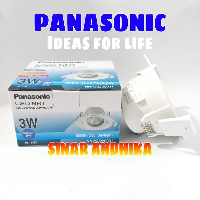 "New" Lampu Led Panasonic Adjustable Downlight 3Watt Nnp20220/Nnp20200